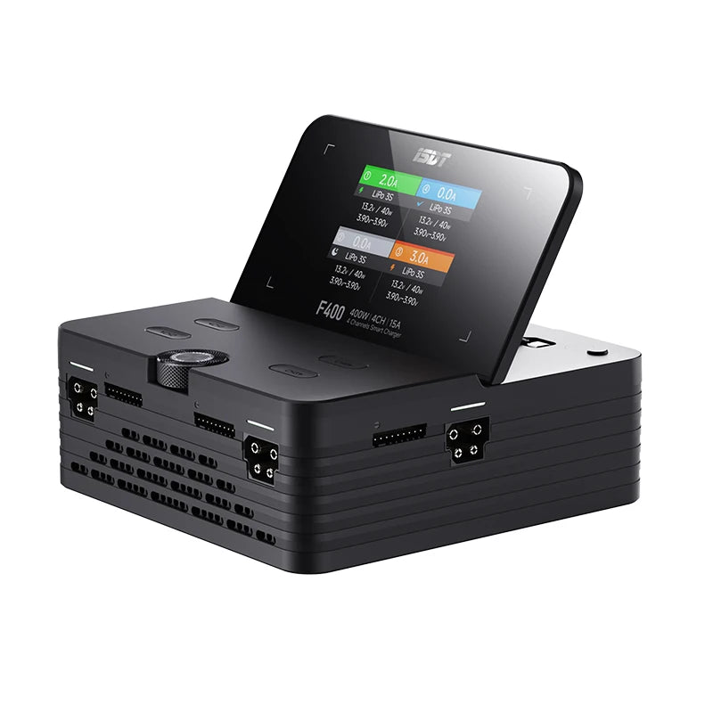 ISDT F400 4 Channel Smart Balance Charger 400W 15A AC/DC RC Battery Charger with Foldable Display for 1-8S LiPo LiHV LiFe LiIon