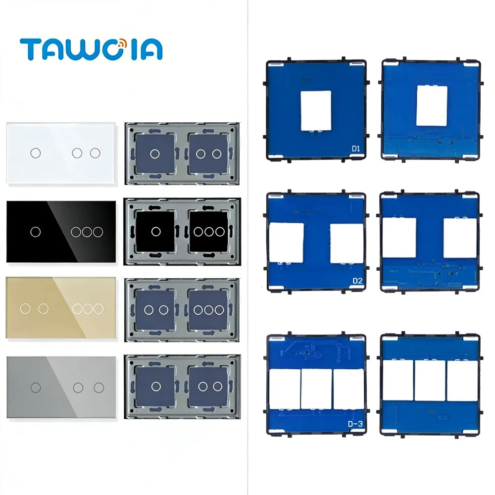 TAWOIA 1/2/3Gang Wall Touch Switch 1/2/3Way Function Base Stair Switches Spare Parts Sensor 157Glass Panel DIY Free Combination