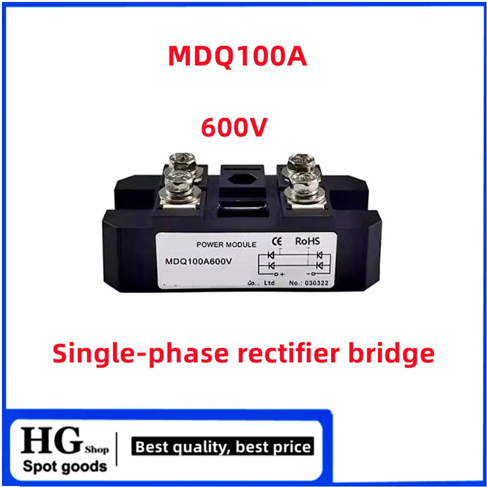 100A MDQ100A-12V 24V 36V 48V 60V 220V 600V 800V  1000V 1200V 1600V MDQ100A single-phase rectifier bridge AC-DC module 100Amp 160