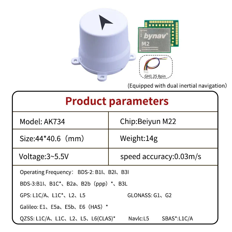 F9P/UM980/UM981/UM960/M20 GPS Antenna with Compass IST8310&RM3100 for Drone RTK Module Precision Agriculture Auto-Survey Mapping