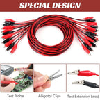 20-1Set Dual Alligator Clip Cables Connecting Cables Test Cable Lead Jumper Wire Male Female Crocodile Clip Power Supply Adapter