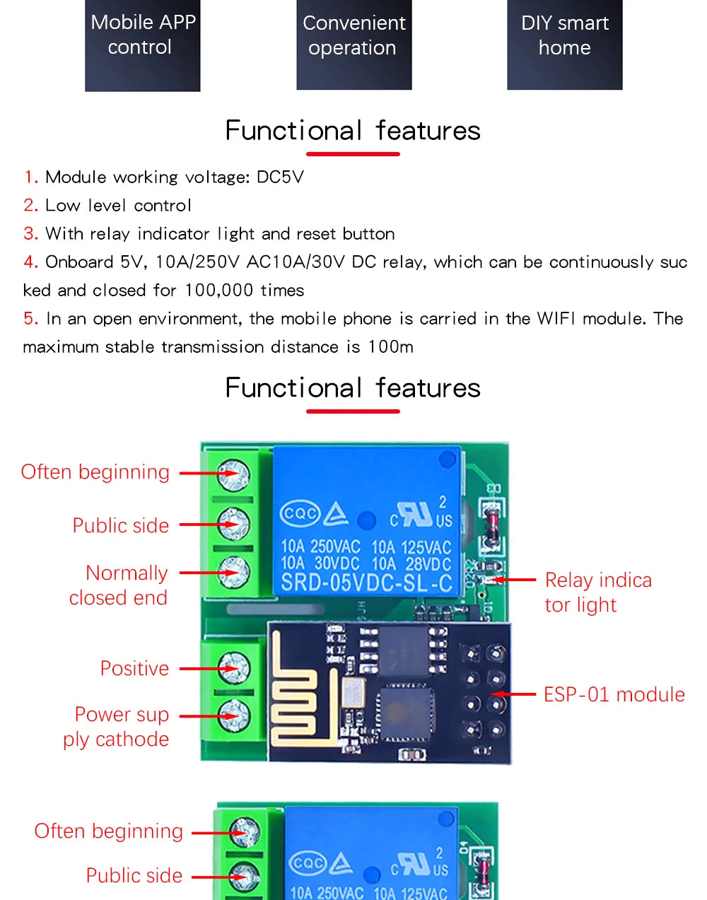 ESP8266 Dual Channel WIFI Relay Module ESP-01 DC5V With Relay Indicator and Reset Button 2 CH relay Boad Low Level Control