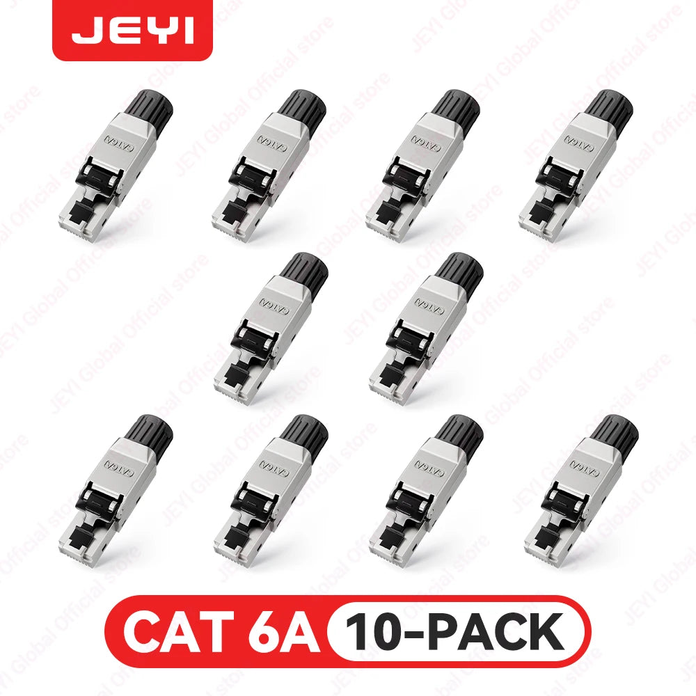 JEYI CAT8/CAT7/CAT6A RJ45 Toolless Ethernet Cable Connector 40Gbps/10Gbps Shielded Network Cable Plug for 22-24AWG STP Lan Cable