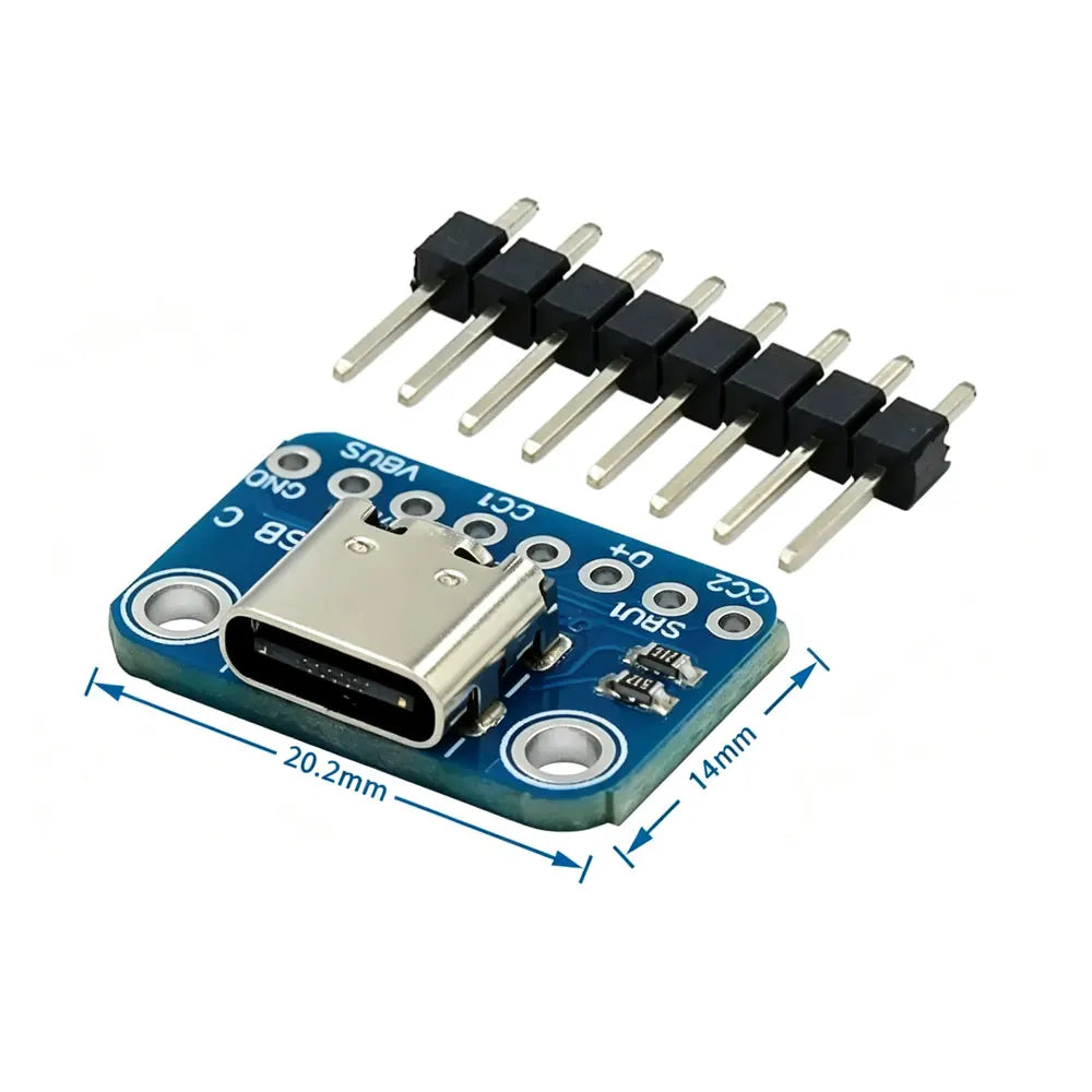 5pcs USB TYPE-C conversion board 2.54MM DIP CC1 CC2 5.1K pull-down resistor connection