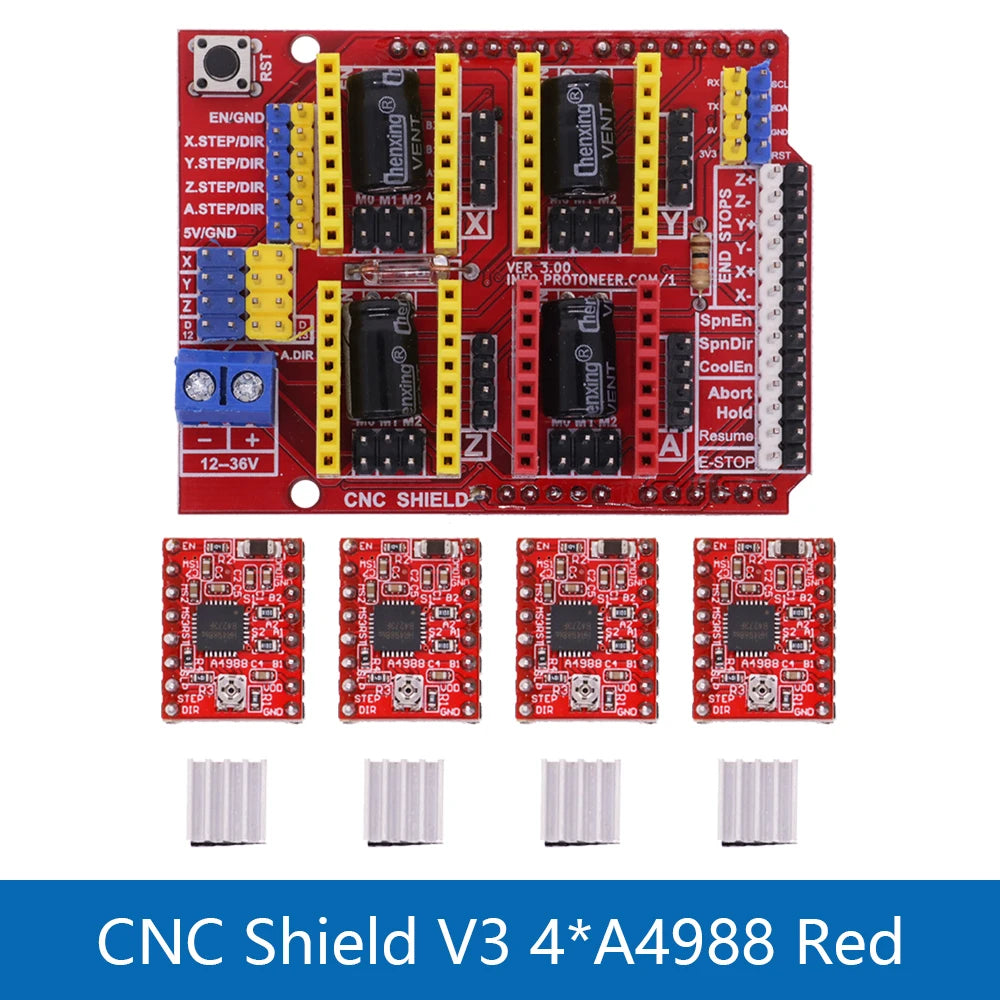 New CNC Shield V3 V4 Engraving Machine / 3D Printer / + A4988/DRV8825 Driver Expansion Board for Arduino DIY Kit