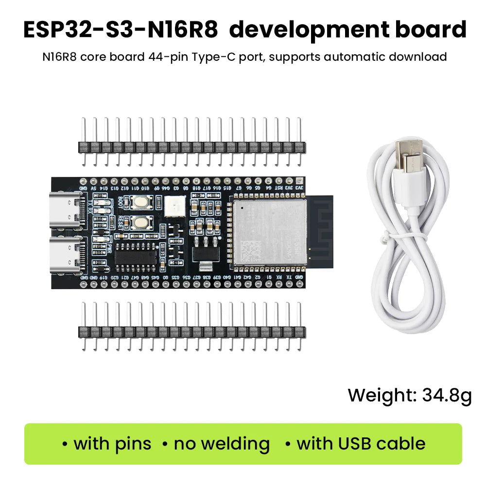 ESP32-S3-DevKitC-1 N16R8 Development Board Two Type C Integrated Wi-Fi&Bluetooth 44Pin Compatible Arduino IDE ESP-IDF Optional
