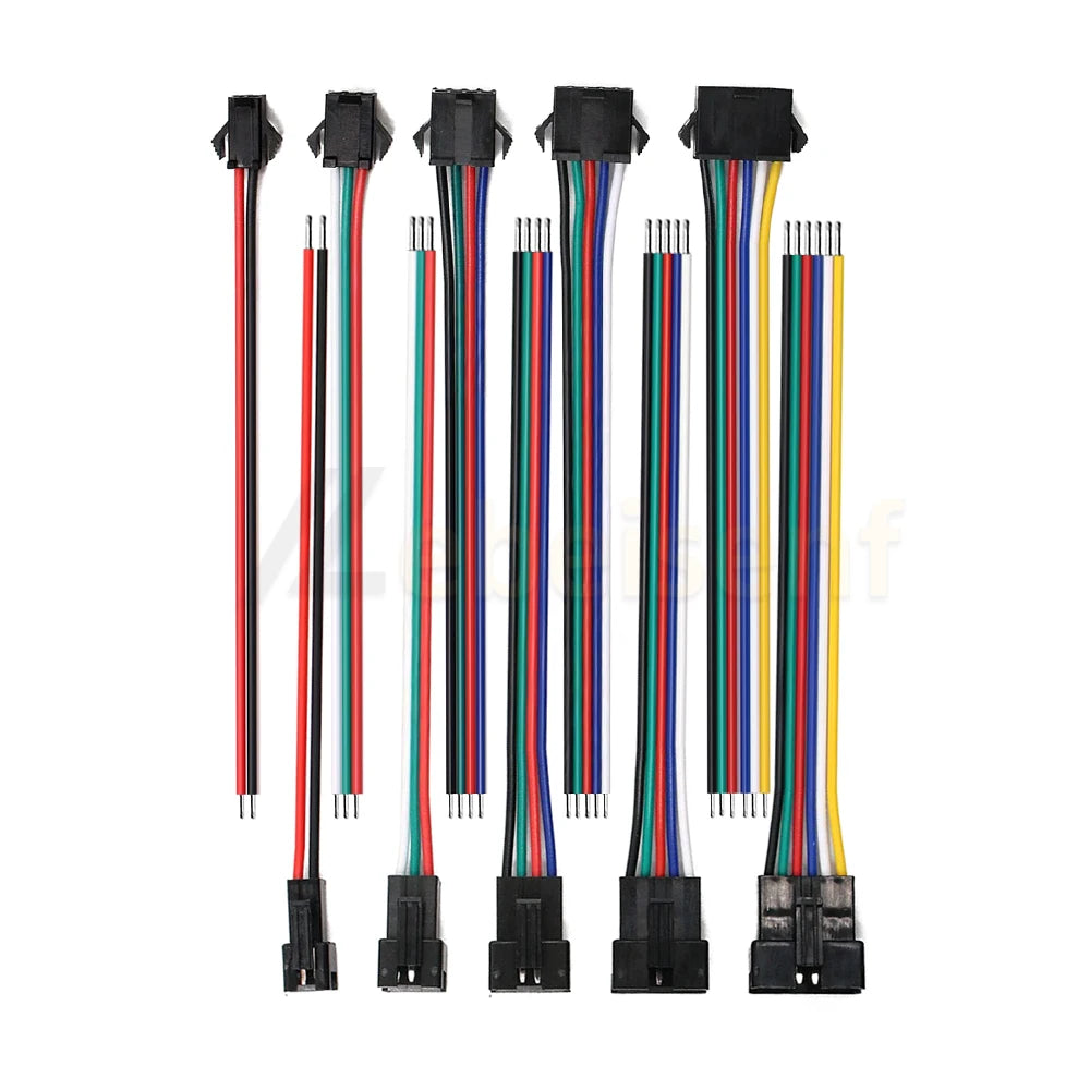 2 3 4 5 6 Pin LED Strip JST SM Connector Male or Female Adapter Plug JST Connector Terminal with 15CM 22AWG Wire for Light Strip