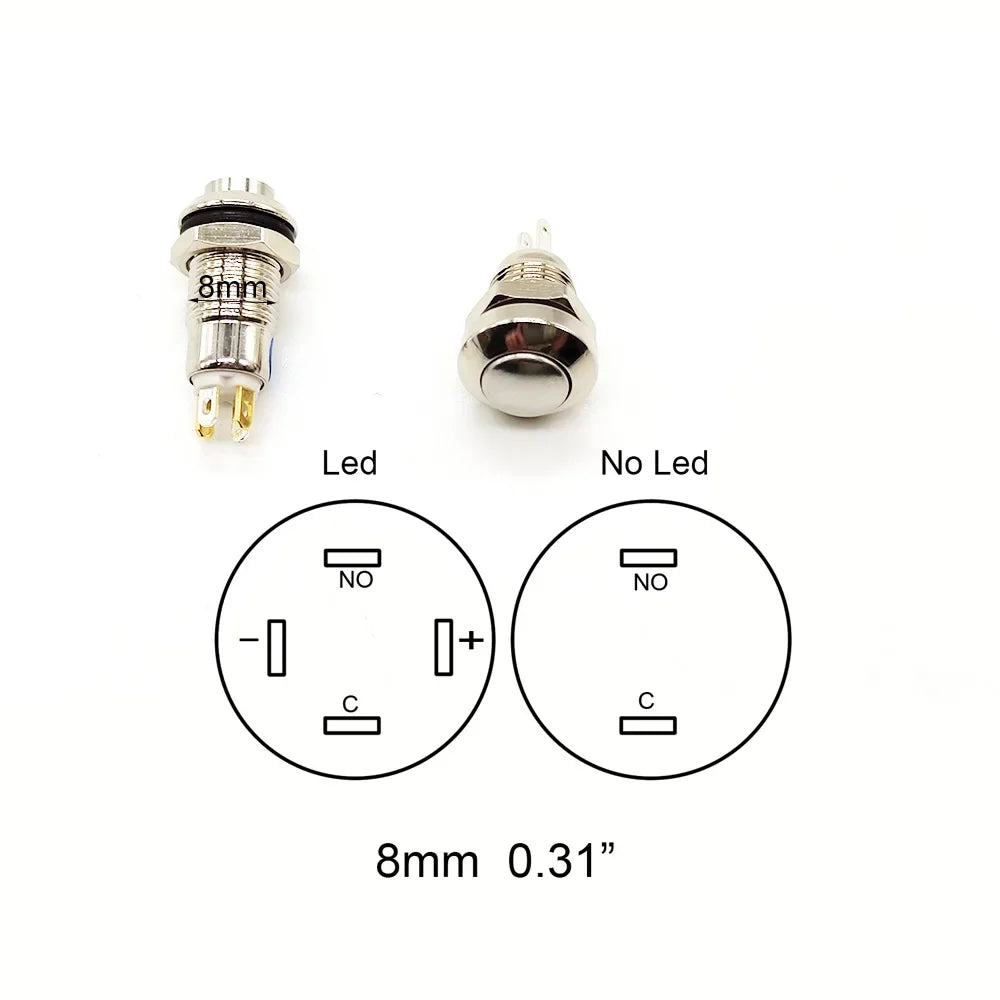 Push Button Switch Electric Waterproof Power 6v 12v Led Light Momentary on Off 8/10/12/16/19/22/25/30mm Micro Pressure Switches