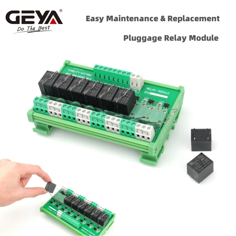 GEYA Pluggable Relay Module 1 Channel AC/DC 24V 12V 110V 220VAC Din Rail Mounted GSM Relay Control Timer Module