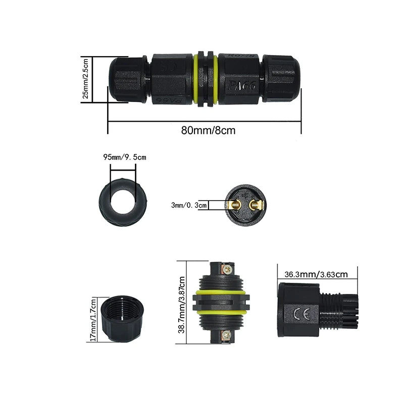 IP68 Electrical Waterproof Connector Wire Cable 2/3/4/5 Pin Outdoor Plug Straight Quick Screw Conductor Connector