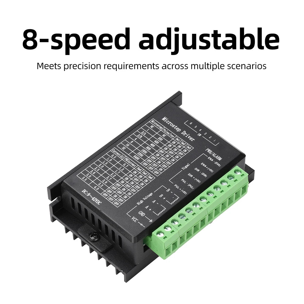 TB6600 Stepper Motor Driver 8 Speed Adjustment 32-Step 4A DC9-42V for 42/57 Single-Axis Motor Overcurrent/Overheat Dual Protect