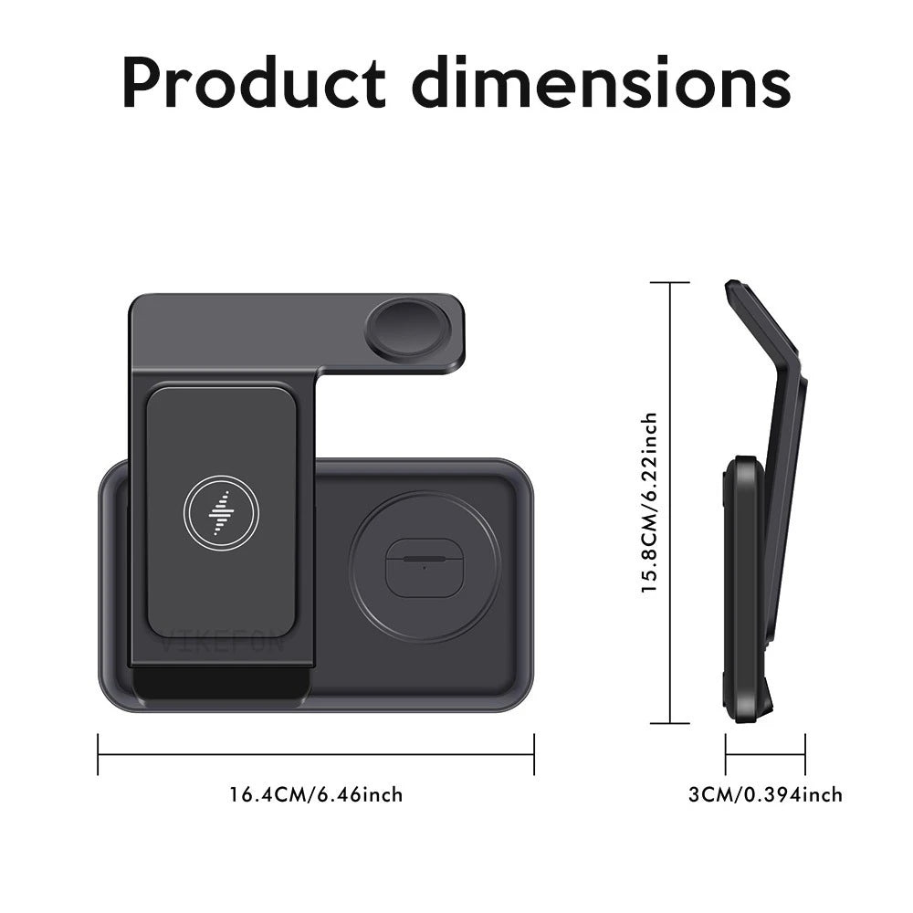 3 in 1 Wireless Charger Station For iPhone 17 16 15 14 13 12 Pro Max Apple Watch 11-2 Airpods 4 Pro3/2 Fold Fast Charging Stand