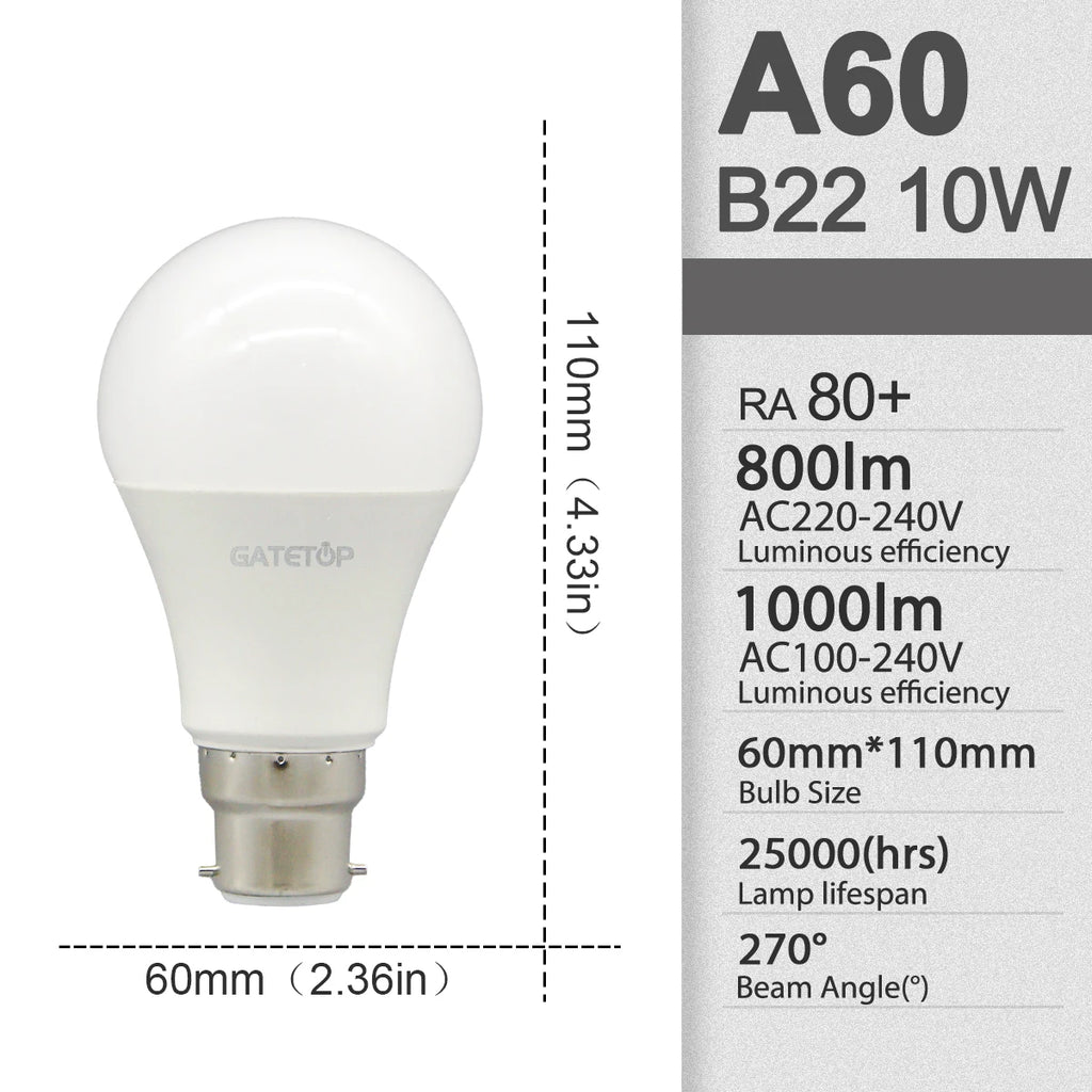10Pack B22 LED bulb Lamp 220V 110V No flicker 8W 9W 12W 18W 24W Hight birght Warm lighting for home derection