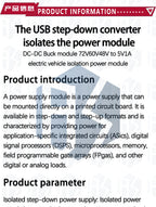USB DC Step Down Module Isolated Power Supply Buck Converter Stabilizer 12V 24V 36V 48V 72V to 5V 1A