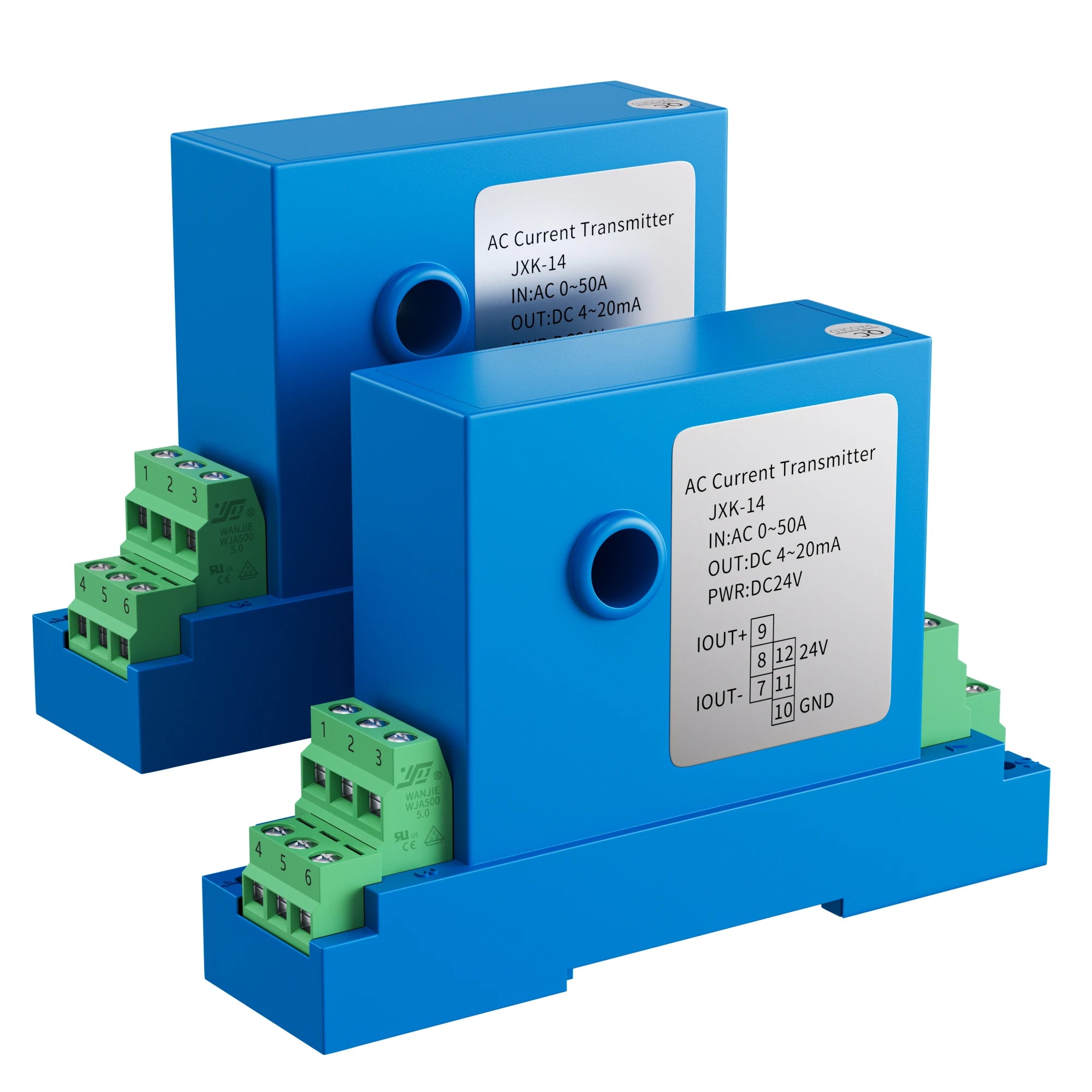 JXK-14 Hall Current Sensor AC 5A 10A 20A 50A 100A 4-20mA 0-10V RS485 Output Ampere Transducer Current Transformer