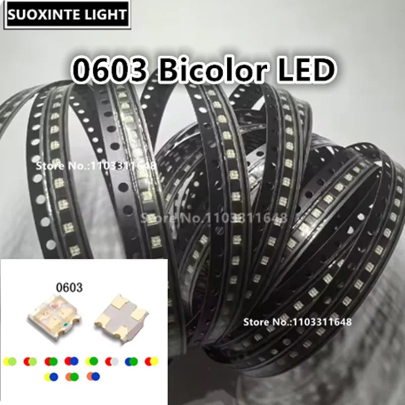 0603 Bicolor SMD LED, (Red)R-Green, R-Blue, R-White, R-Yellow, Orange-Blue, Yellow-True Green, Lamp Beads 1.6*1.5MM
