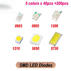 200pcs/lot SMD LED Diodes 0603 0805 1206 1210 5050 5730 High Brightness SMD LED Diodo Kit Green RED White Blue Yellow