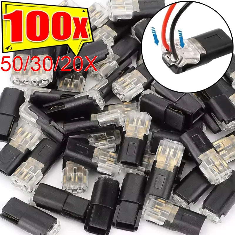 Double Wire Plug-in Connectors with Locking Buckle Car Wire 2 Way Terminal Block Waterproof Quick Connector Cable Clamps