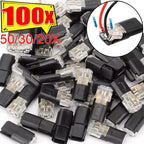 Double Wire Plug-in Connectors with Locking Buckle Car Wire 2 Way Terminal Block Waterproof Quick Connector Cable Clamps