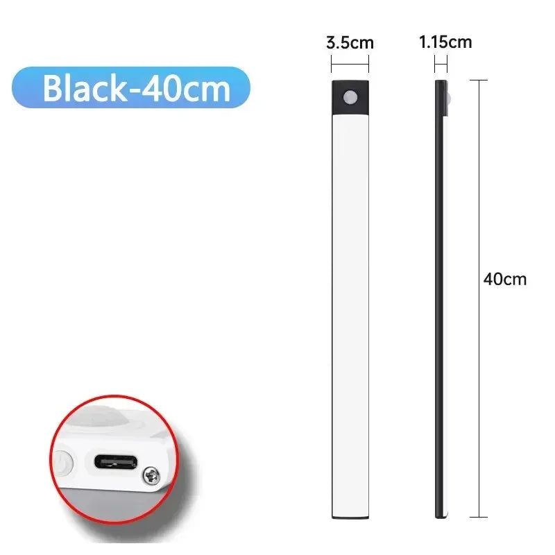 1Pc Cabinet Light USB Rechargeable Motion Sensor Ultra-thin Night Light For Home Corridor Stairs Kitchen Bedroom Wardrobe Indoo