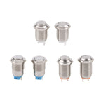 1 pc 12mm metal push button waterproof nickel plated brass switch flat high head Round shape momentary self reset 1NO latching