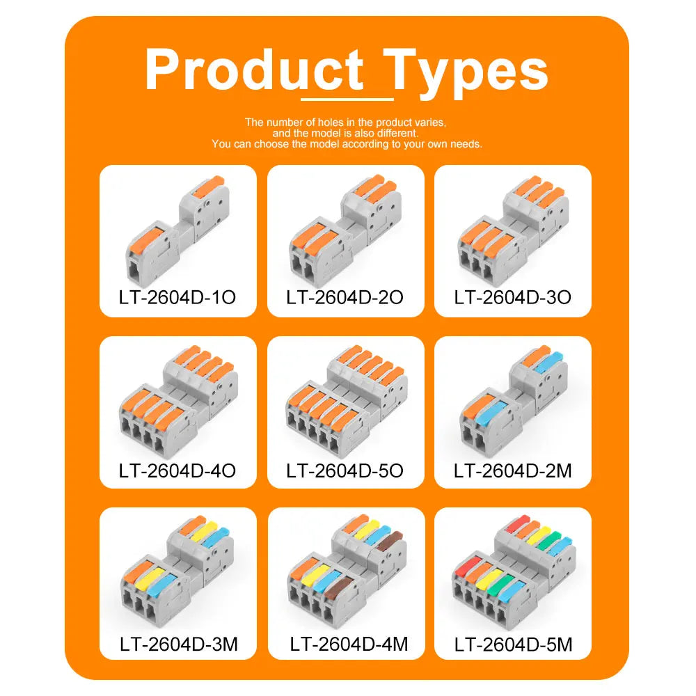 5PCS Male Female Docking Electrical Wire Connector Quick Universal Plug-in Type Butt Conductor Wiring Terminal Block With Lever