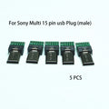 For Sony Camera Camera plug Multi  USB Female Socket Detection Multi 15-pin USB Plug (male)DIY Welding Wire Suitable