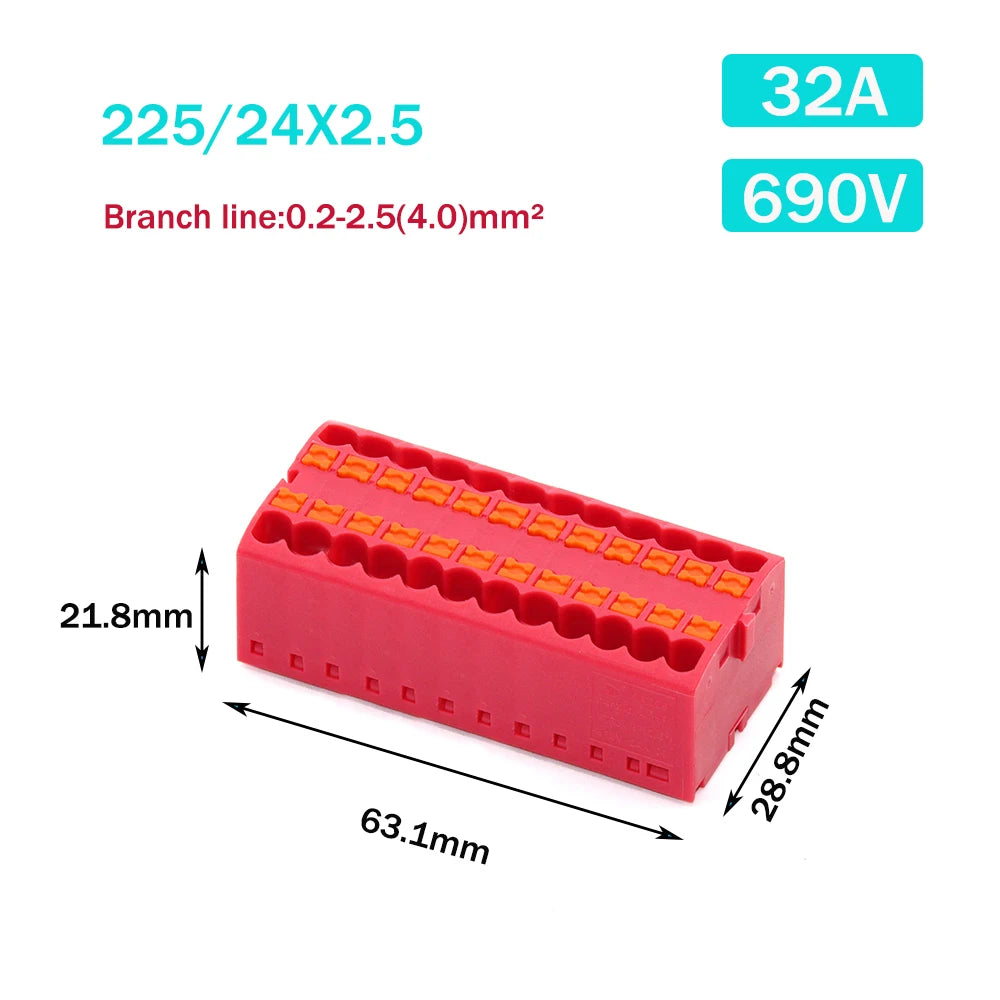 Wire Electrical Connectors PTFIX 2.5mm Wire Merging And Branching Device Push-in Terminal Block Connector Mount On Din Rail