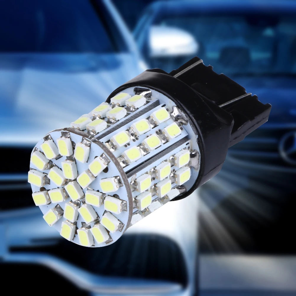 2pcs T20 W21W 7443 7440 LED 64-SMD 1206 Tail Stop Brake Light Bulb Lamp White Signal Light Automobiles Parts Tool