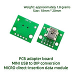 5pcs Micro Mini A Male USB 2.0 3.0 A Female USB B Connector Interface to 2.54mm DIP PCB Converter Adapter Breakout Board