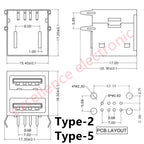 5/10Pcs Double USB Type A Female Solder Jacks Connector PCB Socket USB-A Type 90 Degrees / 180 Degrees Adapter