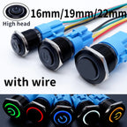16mm 19mm 22mm Black On Off Metal Button Switch Car Power Start Stop Led Light Waterproof Reset Latching With Socket 5V 12V 220V