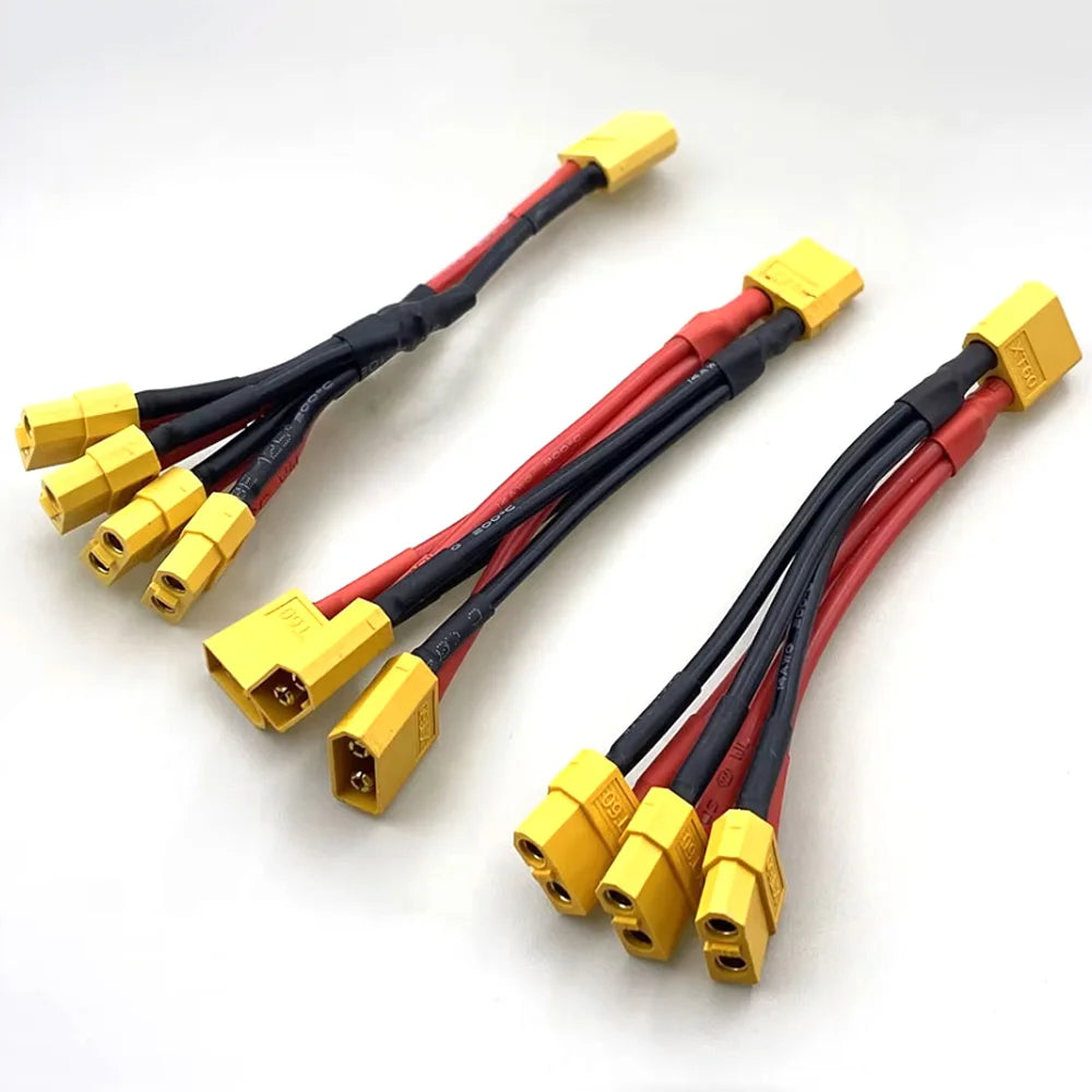 T Plug XT60 XT90 Parallel Battery Connector Male/Female Double Extension Cable Y-Divider/RC Battery Motor3-Way 10AWG 12AWG 14AWG
