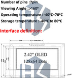 GREAT IT  2.42" 2.42 inch LCD Screen White BLUE 128x64 OLED Display Module IIC I2C SPI Serial for C51 SPD0301