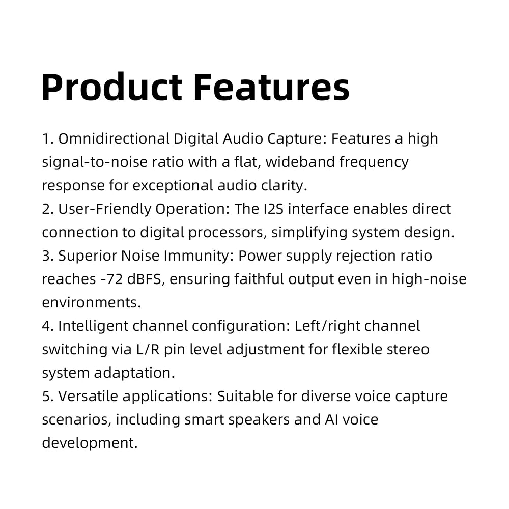 MS3625 I2S MEMS Microphone Module High Anti-Interference Left Right Channel for ESP32 DSP Smart Voice Audio Development
