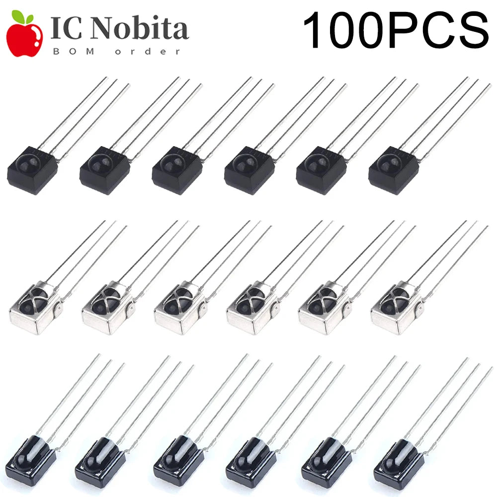 100PCS HS0038 CHQB VS1838B IR Infrared Receiver TL1838 VS1838 1838 HX1838 VS0038 Remote Receiver Tube Head