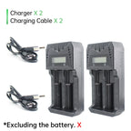 PUJIMAX 2-Slot LCD Battery Charger with Type-C For 18650 21700 26650 14500 16340 3.7V Lithium AA AAA 1.2V Ni-MH NiCd Battery