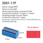 Electrical Cable Wire Connectors Push-in Terminal Block Universal Compact Wiring Multiple In Out Spliceable Mount On Din Rail