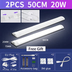 Led Tube Light With Switch Wire 110V 220V 10W 20W Lighting Strip Lamps 30/50cm For  Living Room Bedroom Closet Kitchen Lamp
