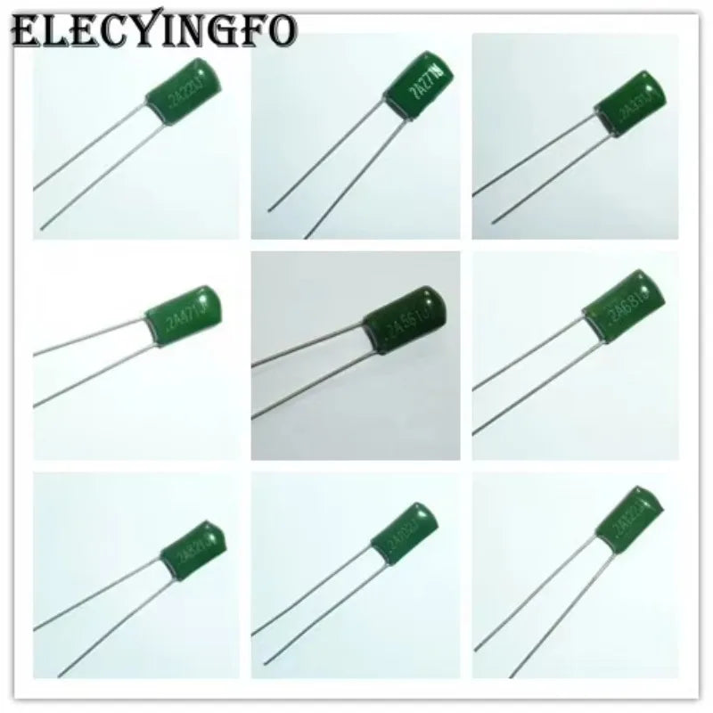 10pcs Mylar Film Capacitor 100V 2A 220pF~0.47uF 5% (2A221J~2A474J) Polyester Film capacitor