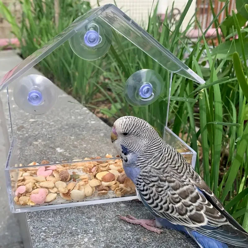 Transparent Bird Feeder Birds House for Outdoor Window Bird Feeder with Strong Suction Cups for Wild Birds, Cardinal Bluebird