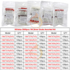 DIP SMD Zener Diode Fast Switching Schottky TVS Diode Assorted Kit 1N4007 1N5408 FR207 1N5819 1N5822 1N4148 10A10 M7 SS14 2V-47V