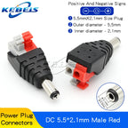2/5/10PCS DC 12V Male Female BNC Connectors 5.5*2.1mm/2.5mm Welding-Free Power DC Plug Adapter Jack Sockets For LED CCTV Camera