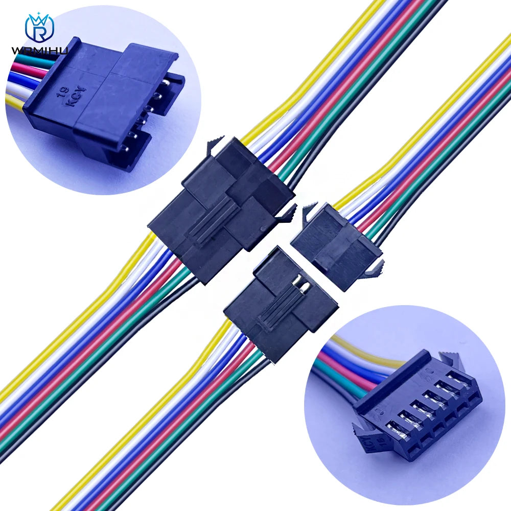 10Pairs JST SM 2P 3P 4P 5P 6Pin Plug Socket Male to Female Wire Connector LED Strips Lamp Driver Connectors Quick Adaptr 22AWG