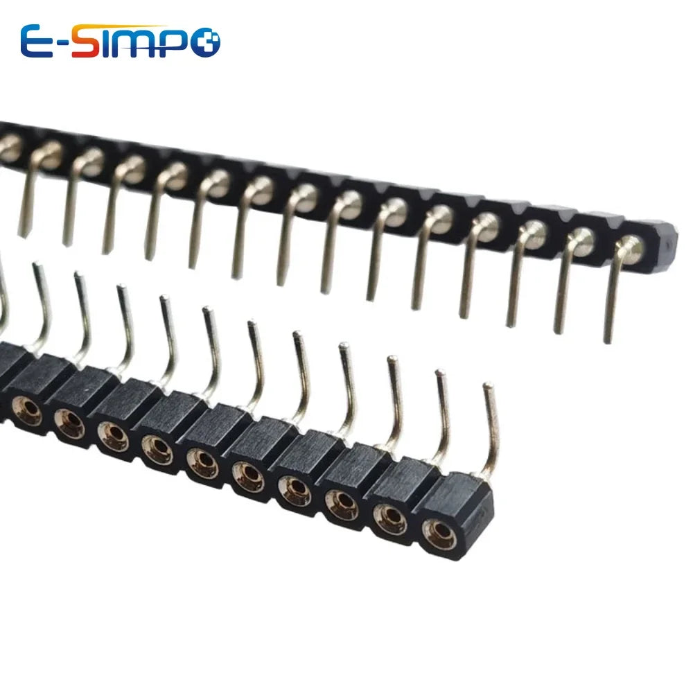 100pcs 1X2/3/4/5/10/15/20/40P RGB RGBW LED Strip PCB Connector Round Hole Right Angle DIP Gold IC Crystal Female Male Pin Header