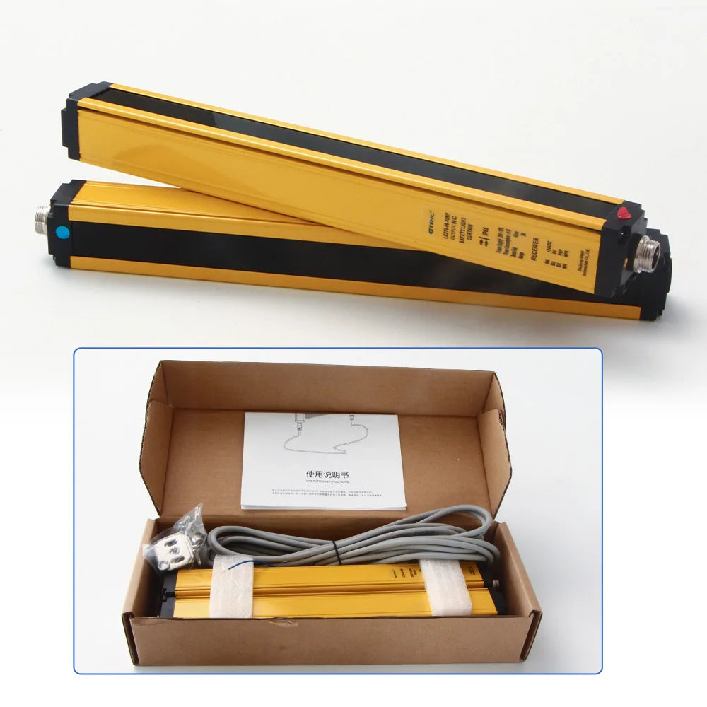 GTRIC Safety Light Curtain Sensor 20mm Pitch Area Protection Device Industrial Infrared Grating Barrier NPN PNP Output 12-24V DC