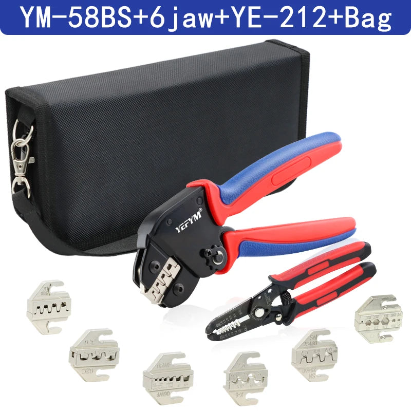 Mini Pliers YM-58BS Tools For XH2.54/DuPont2.54/2.8/4.8/6.3/Non-Insulated/Ferrule Tube Terminals Ratchet Wire Crimping Sets