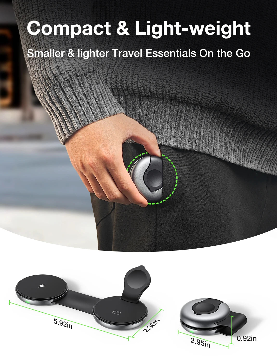 AUFU 3 in 1 Wireless Charging Station Fast Magnetic Foldable Travel Charger Station for iPhone 16 15 14 Pro Apple Watch Airpods