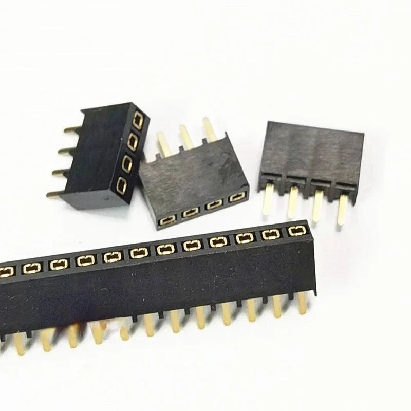 20pcs 2.54mm Pitch Single Row 1X3/4/5/6/12/20P 40Pin PH6.8mm Square Terminal Socket Gold Rohs Female Pin Header Connector