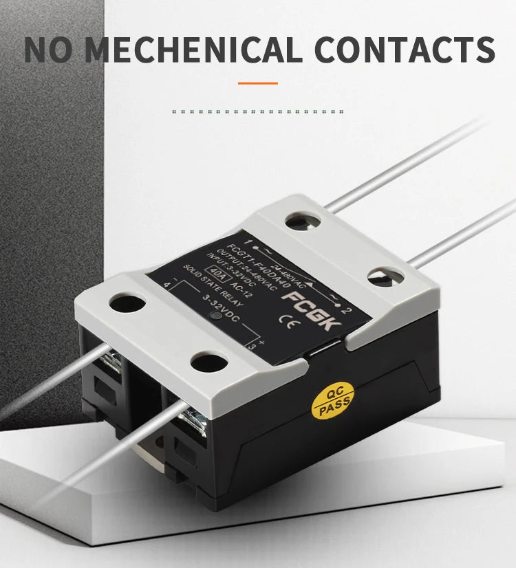 10A SSR 25A Solid State Relay 40A Output 3-32VDC 24-480VAC 220V Single Phase DC TO AC 40A Relay SSR HeatSink SSR 40DA